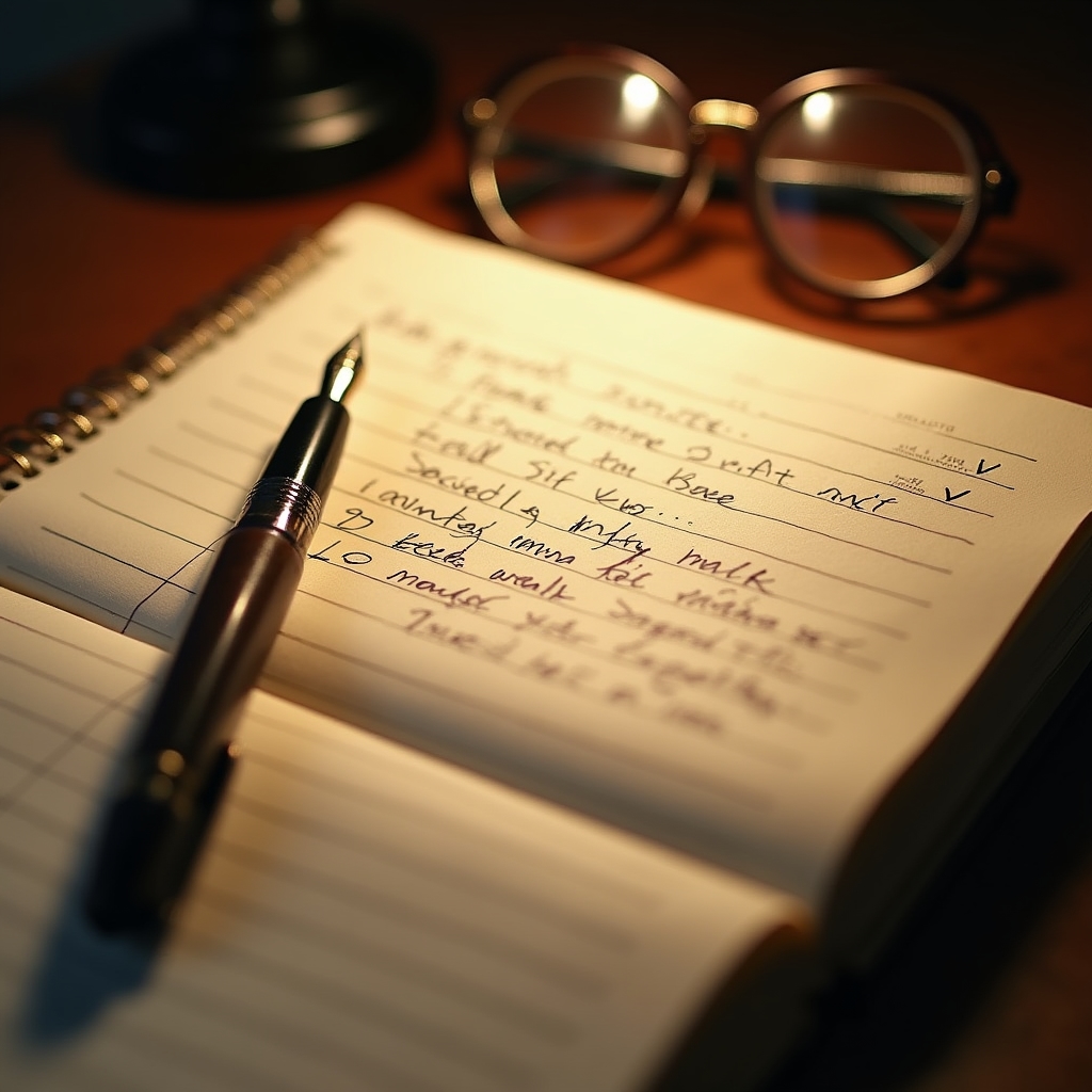 Close-up of a handwritten movement log page with notes on sensation and duration